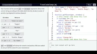 Lesson 75 Basic JavaScript Golf Code