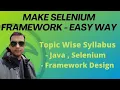 Create Selenium Framework from Scratch Topic wise syllabus
