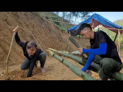 Download MP3 Preparing to cut bamboo to build a bamboo house in the deep forest of TH and his wife