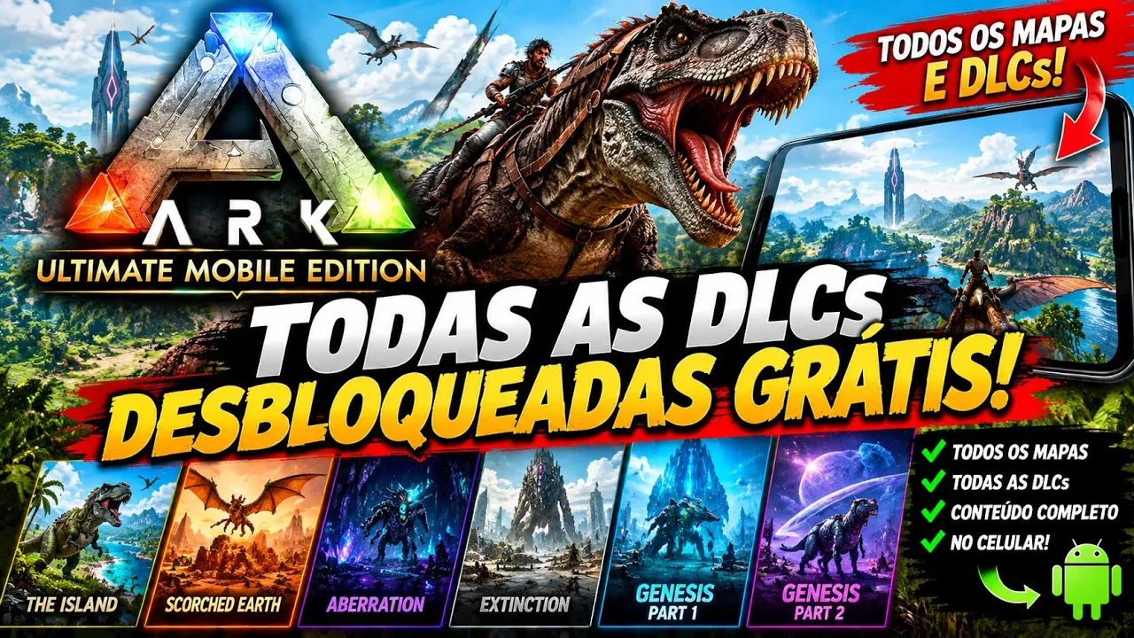 ARK ULTIMATE MOBILE: TODAS AS DLCs DESBLOQUEADAS GRÁTIS!