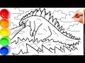 How to Draw GODZILLA Step By Step Godzilla Coloring Page
