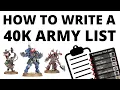 How to Write a Warhammer 40K Army List EXPLAINED - 11th Edition Guide for Beginners