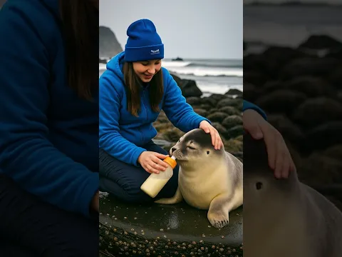 Baby Seal Trapped in Rock Crevice – Heartwarming Rescue! 🦭❤️ #ai #animals #beach #funny #video