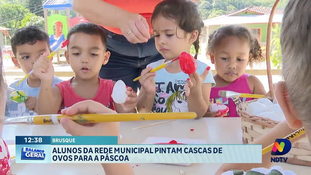 Páscoa em Brusque: Alunos Transformam Cascas de Ovos em Obras de Arte
