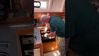 Boat oven door catch. Fixed after 5 seasons #liveaboard #boatmaintenance