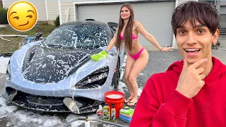 WASHING MY BOYFRIENDS MCLAREN WEARING A BIKINI *Got Crazy*