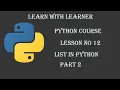 LIST in Python How to Remove Elements Lesson Learn Python - Full course Tutorial in