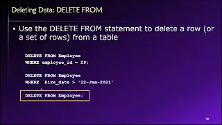 Topic 03 Part 08 - Deleting Data using the SQL DELETE FROM Statement