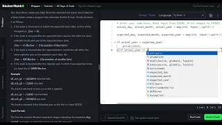 HackerRank Python 30 Days of Code - Day 26 Nested Logic