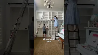 DIY IKEA Library Wall With A Ladder For 2 165 Looks Totally Custom Ikeahack Diylibrary 