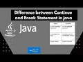 Difference between Continue and Break Statement in java
