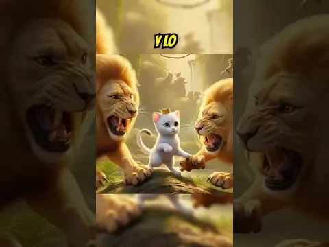 Tres leones desafiando al cachorrito