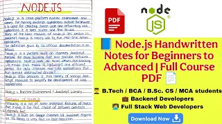 Node js Handwritten Notes for Beginners to Advanced Full Course PDF Learn Backend with Java