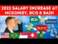 Salary increase at McKinsey BCG and Bain 2022 Well at least if you start in the USA