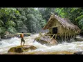 Download Lagu 150 Days Survival Challenge Beside a Shelter by the Rushing Stream, Built with Primitive Tools MP3