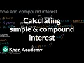 Calculating simple compound interest Grade 8 TX Khan Academy