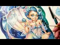 Mermaid s Pearl Wildflower Folk colored pencil Christine Karron