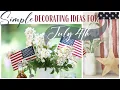 Simple July 4th Decor Ideas Summer Mantel Display Rag Flag Tutorial Easy Summer Tablescape Idea