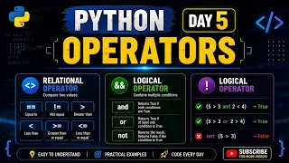 Python Day 5 Operators in Python Relational Logical Operators