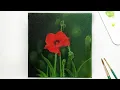 How to paint a poppy flower Acrylic painting for beginners Corn poppy painting