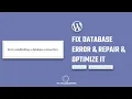Fix Error establishing a database connection in WordPress Also Repair Optimize Database 2022