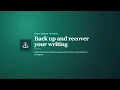 Tutorial 3 DraftHarbor Back up and recover your writing