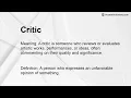 Critic Meaning
