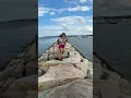 Walking the Jetty near Plymouth Rock in Plymouth MA
