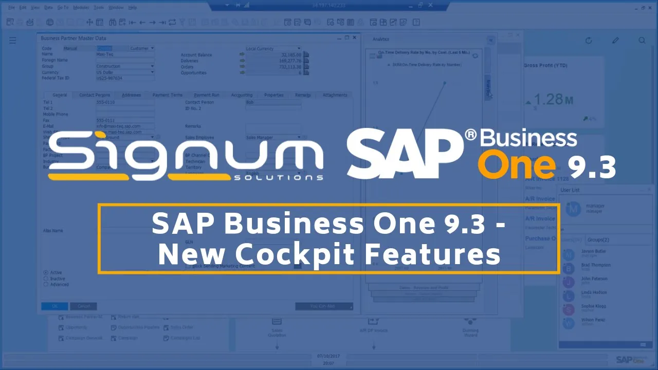 SAP Business One 9.3  New Cockpit Templates