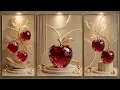 Luxury Crystal Apple Wall Art Elegant Gold Acrylic Fruit Decor Relaxing Home Ambience 4K