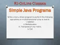 RJ-OnLine Classes - Simple Java Programs SetBc T Y B Sc Comp Sci Lab Book Programs