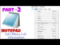 Part - 2 Notepad Edit Menu Full information