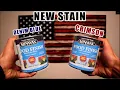 Testing out NEW STAIN Colors CRIMSON and DENIM BLUE from Lowes DIY Wooden American Flag