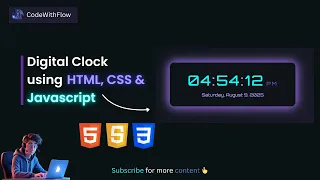 Build a Digital Clock Using HTML CSS JavaScript Beginner JavaScript Tutorial