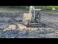 This pond muck was so deep mats excavator