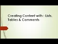 Chapter 8 Creating Content with HTML Lists Tables Comments