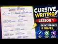 Cursive writing Lesson 1 basic strokes and shapes cursive writing for beginners practice kare