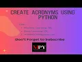 How to create Acronyms Short form of any full form