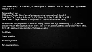 2023 June Saturday 17 W3Resource Q39 Create And Count Unique Three-Digit Numbers Using 1 2 3 4