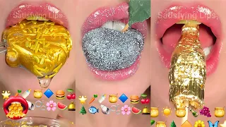 🛎️GOLD & SILVER FOOD 💿  Emoji Food ASMR Satisfying Mouth Sounds