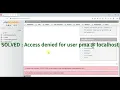 SOLVED Access denied for user pma localhost using password NO Connection to controluser failed