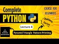 Pyramid Triangle Pattern Printing Python Full course for Beginners Lecture 4