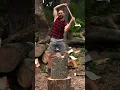 Axe chopping tutorial for the little guy to chop BIG wood