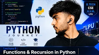 Lecture 6 Functions Recursion in Python Python Full Course