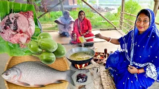 3 kg ওজনের কাতলা মাছের তেল দিয়ে বেগুন রান্না, পেটি দিয়ে পেটি ভাপা আর দাগা দিয়ে দই কাতলা 