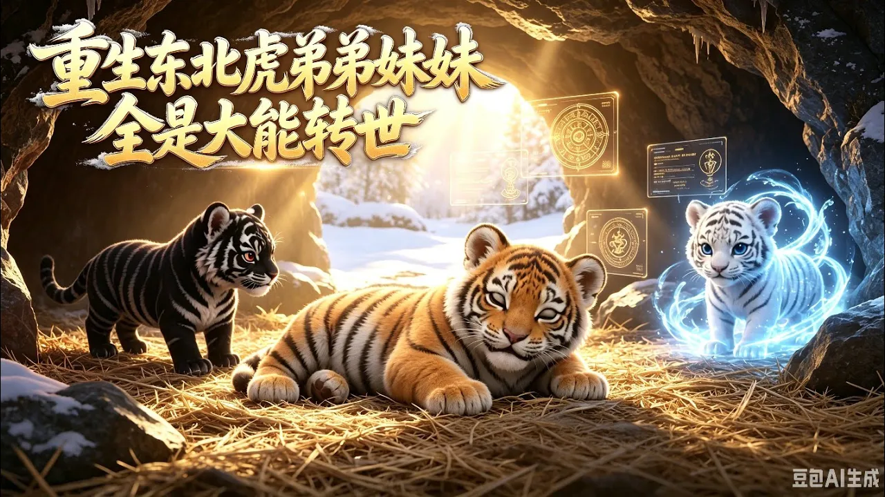 AI漫劇 重生东北虎弟弟妹妹全是大能转世 穿成东北幼虎绑定摆烂变强系统咸鱼胖虎被逼成虎穴顶梁柱