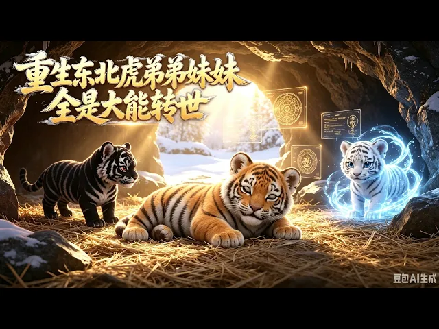 AI漫劇 重生东北虎弟弟妹妹全是大能转世 穿成东北幼虎绑定摆烂变强系统咸鱼胖虎被逼成虎穴顶梁柱