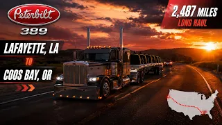 Lafayette LA to Coos Bay OR 2 487 Miles Peterbilt 389 ATS 1 60 Realistic Driving