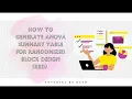 HOW TO GENERATE SUMMARY TABLE FOR RANDOMIZED BLOCK DESIGN RBD IN MICROSOFT EXCEL ONE-WAY ANOVA