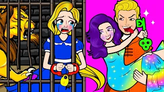 Rapunzel In Danger! Lion Cage Escape Story | Paper Dolls Dress Up